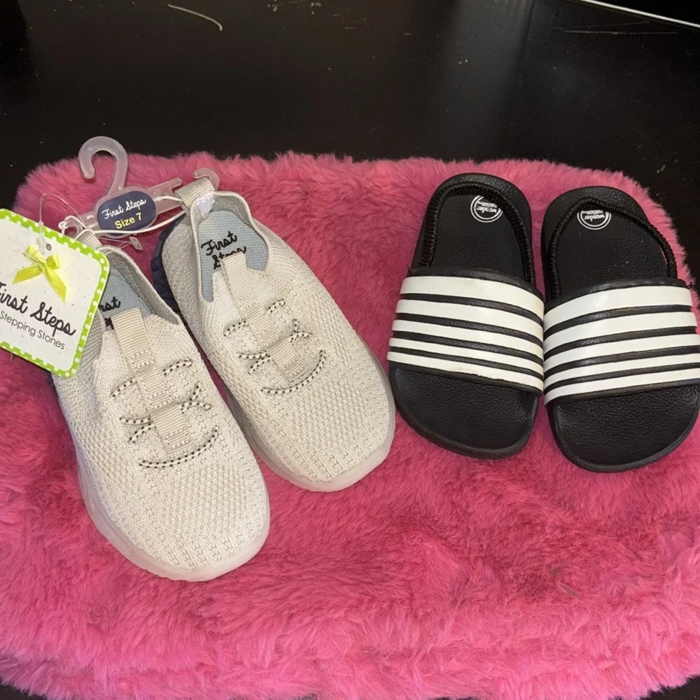 NWT First Steps Toddler Boy Water Shoes and Wonder Nation Slide Sandler with e
